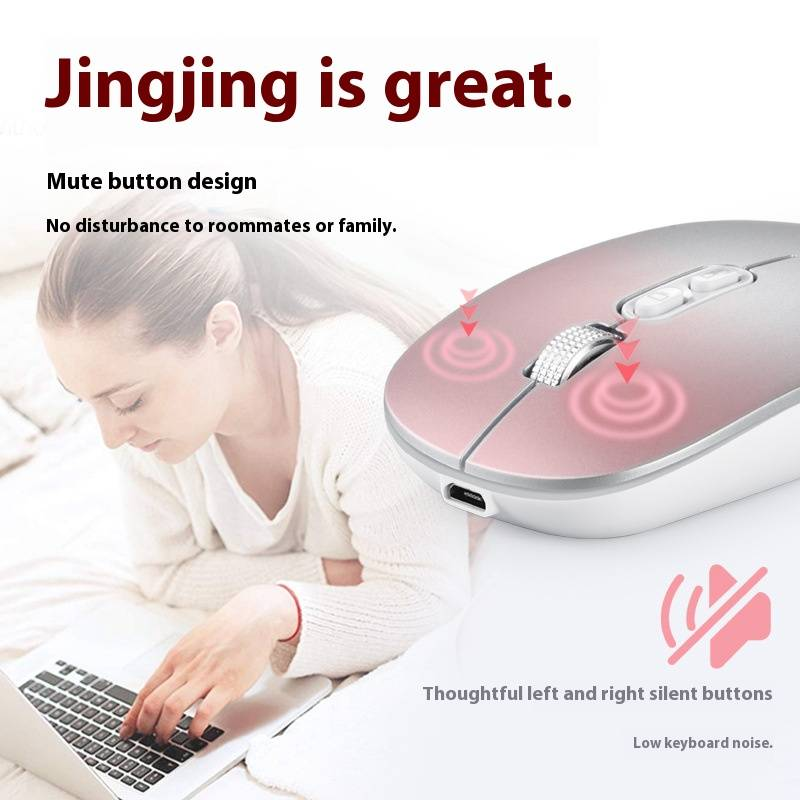 Wireless Silent Bluetooth Mouse For Laptop & Desktop, 1600DPI, 3 Adjustable DPI Levels, Ergonomic Design (White/Pink/Black/Silver/Gray/Rose Gold)​_voghion.com