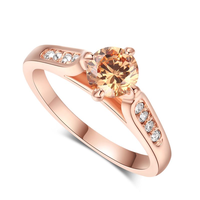 Classic jewelry Korean simple engagement jewelry Zircon rose gold plated women's ring_voghion.com