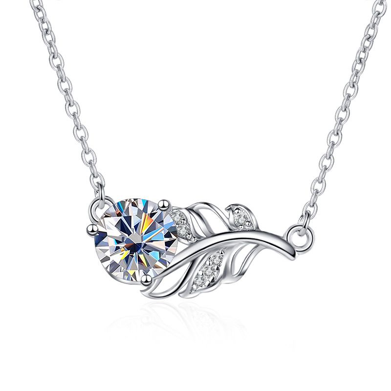 Tancise 1CT zertifizierter Moissanit-Halskette aus Sterlingsilber, Glücksblatt-Diamant-Anhänger für Frauen, Versprechen, Hochzeitsschmuck_voghion.com