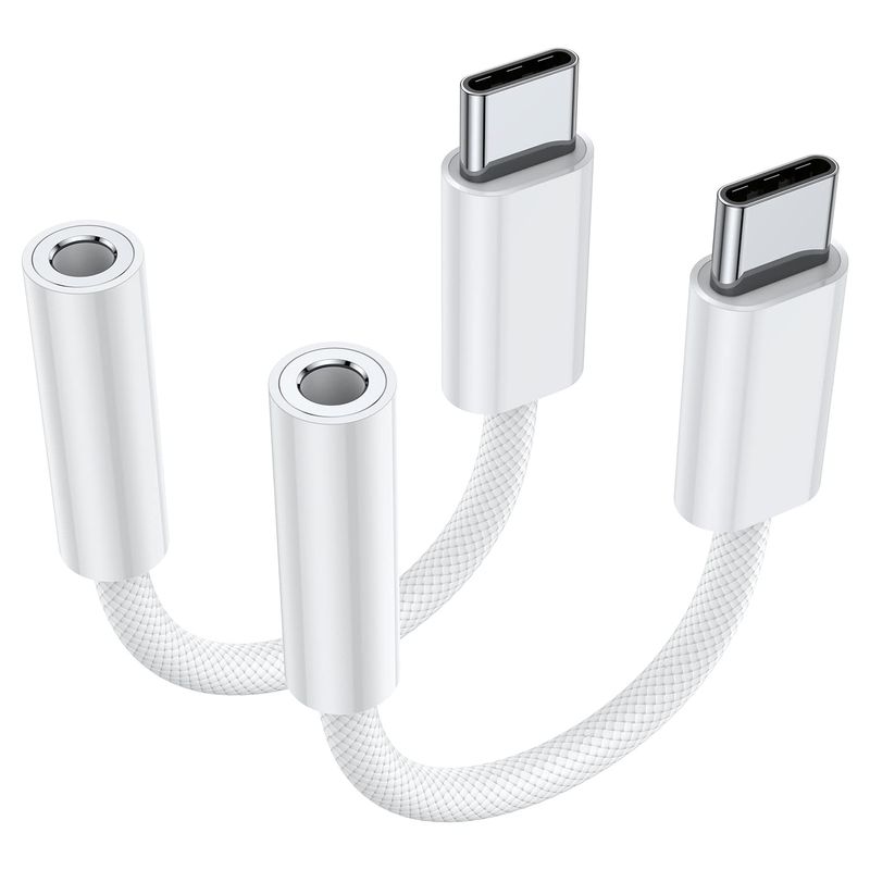 Adattatore jack per cuffie JXMOX tipo C a femmina da 3,5 mm (set da 2 pezzi), cavo dongle audio USB C-to Aux adatto per iPhone_voghion.com