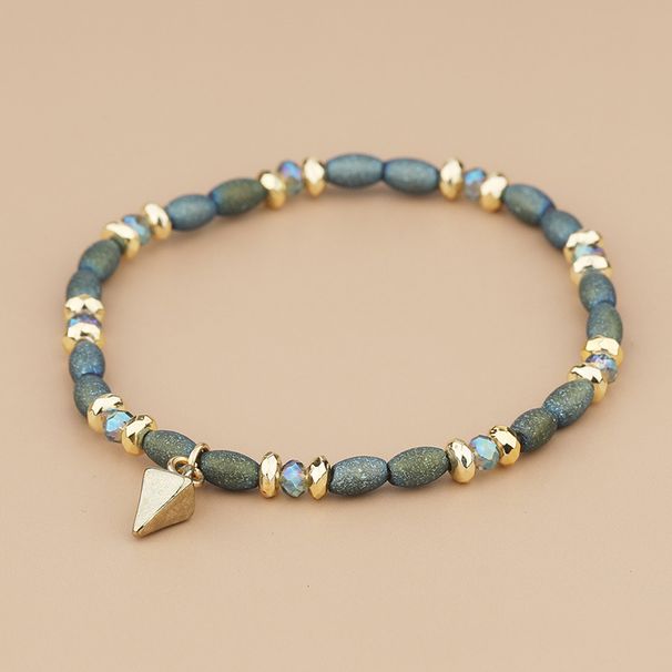Pulseira feminina em forma de arroz, contas de vidro, pingente de ouro, pulseira de rebite_voghion.com