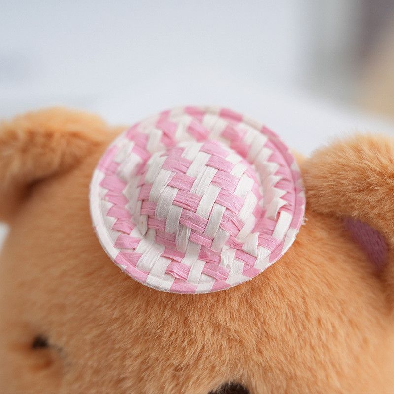 Porte-clés en peluche adorable Ours jaune beurre avec un joli chapeau, parfait pour les collectionneurs_voghion.com