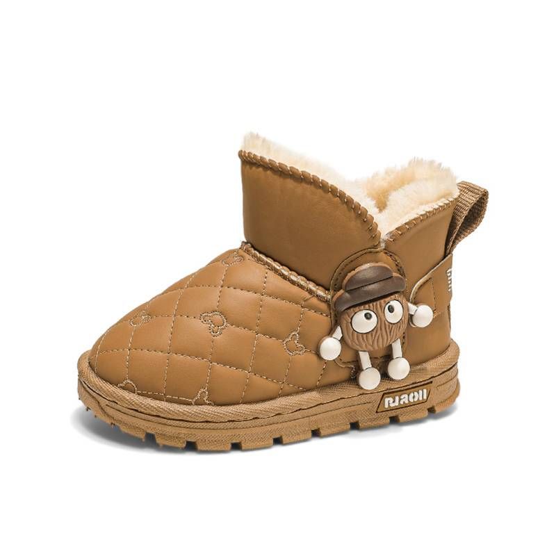 Kız Çocuk Kar Botları Sıcak Kürk Astarlı Slip On Açık Hava Kış Ayakkabıları Hafif Rahat (Küçük/Büyük Çocuklar)_voghion.com