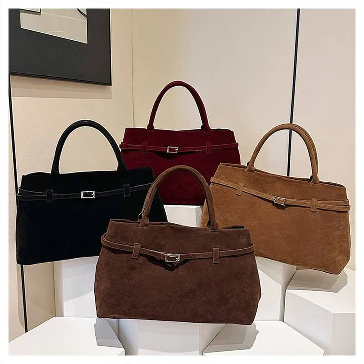 Women’s Bags Large Capacity Suede Matte Tote Vintage Tote Shoulder Bag_voghion.com