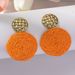 Dopamine Colorful Raffia Round Woven Sweet Elegant High-end Earrings Jewelry For Women_voghion.com