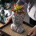 Statue de fille nordique en ciment, pot succulent, décoration d'entrée de balcon, de bureau, plante à fleurs élégante_voghion.com