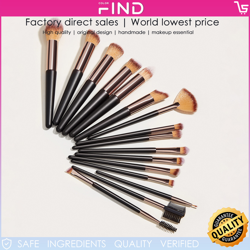 16 schwarze professionelle Make-up-Pinsel-Set. Professionelle Make-up-Pinsel_voghion.com
