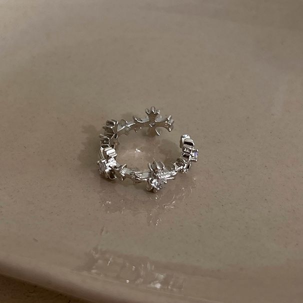 Anello a croce in argento con zirconi per donna, design di nicchia, stile retrò e freddo, anello per indice, anello aperto alla moda e personalizzato_voghion.com