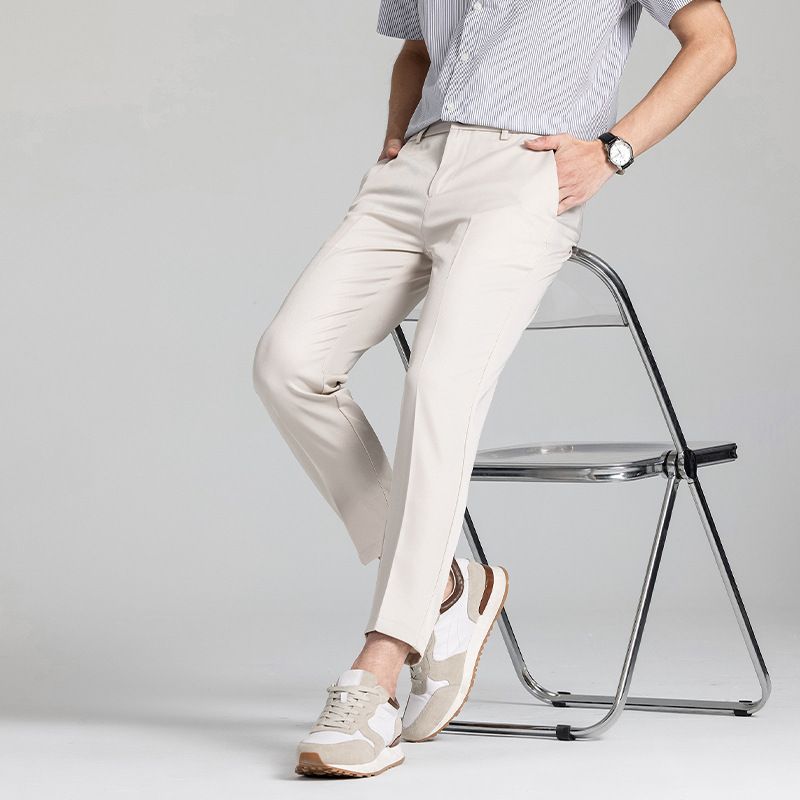 Men's Clothing Four Seasons Nine Points Trousers Men Elastic Waist Comfortable All match Casual Pants Men Southeast Asia Fashion Simple Pants Men_voghion.com