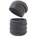 Apparel Accessories in stock Winter fleece-lined Knitted Wool Hat Big Head Men's Fashionable All-match Neck Hat Two-piece Set_voghion.com