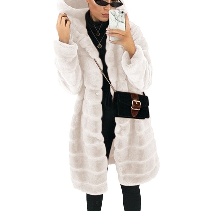 Cappotto di pelliccia di visone imitazione da donna con cappuccio in peluche di coniglio di nuova versione oversize sciolto autunno e inverno_voghion.com