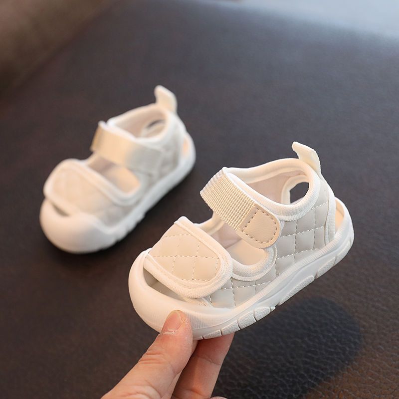 New Baby Sandals Toddler Shoes 0-2 Years Old 1 Bao-head Anti-kick Baby Shoes Men And Women Small White Beach Shoes Summer_voghion.com