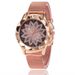 Montre populaire WISH pour femme, bonne chance, plaque de fleurs créative, bracelet en maille métallique décontracté pour femme, montre à quartz_voghion.com