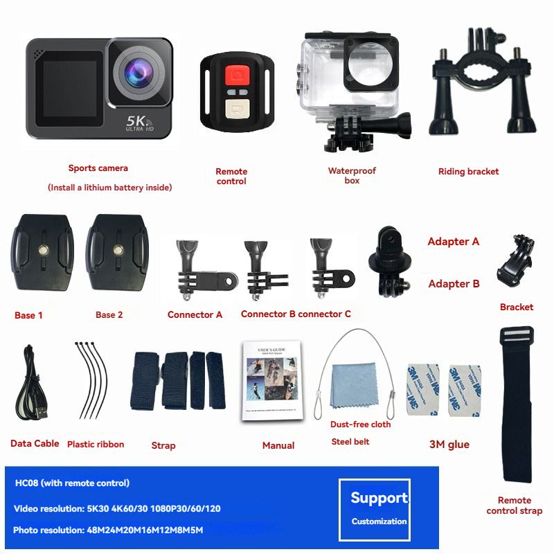 4K Camera Take Photo And Video Gos Pro Head with WIFI Stabilizer 30m Waterproof Camcorder_voghion.com