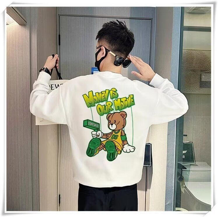 Herrenbekleidung Crewneck Sweat Herren Loose Design Sense Smiley Print Style Retro Instagram Style Modisches Markenoberteil für Frühling und Herbst_voghion.com