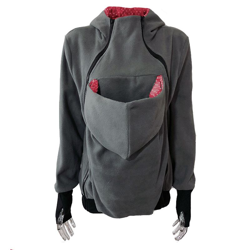 Felpa con cappuccio staccabile 3 in 1 per neonati – Giacca in pile Kangaroo Mom con cerniera (S-XXXL, 9 colori)_voghion.com