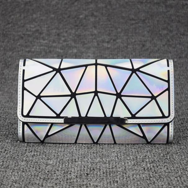 Geometric Laser Wallets Women Long Clutch Wallet Zipper Diamond Lattice Standard Purses Female Phone Bag Credit Card_voghion.com
