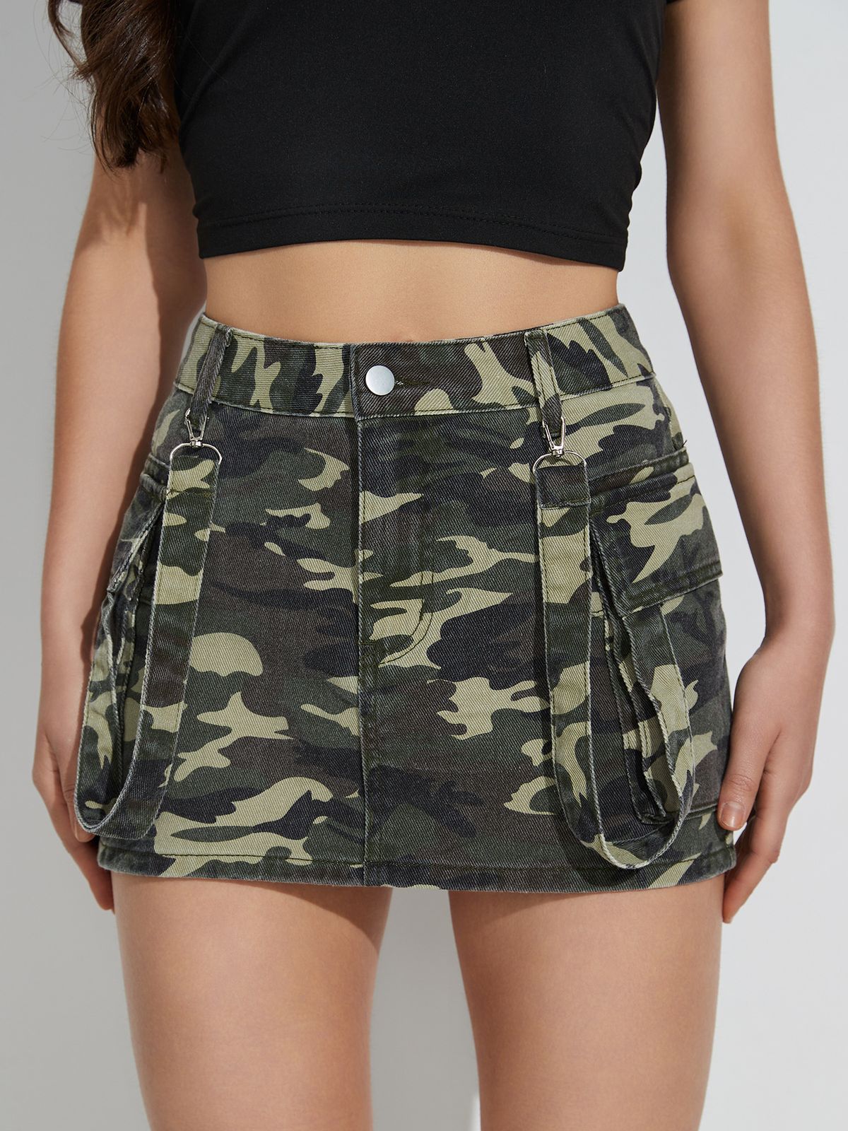 Gonna corta in denim elasticizzato con vita alta Y2K da donna, minigonna aderente con doppia tasca, gonna corta in denim elasticizzato per donna_voghion.com