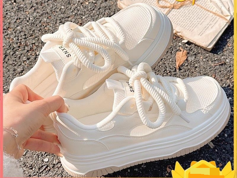 High Value Thick Soled Women's Sneakers New Style Casual All Match White Shoes Low Top Small Height Enhancing Women's Shoes_voghion.com