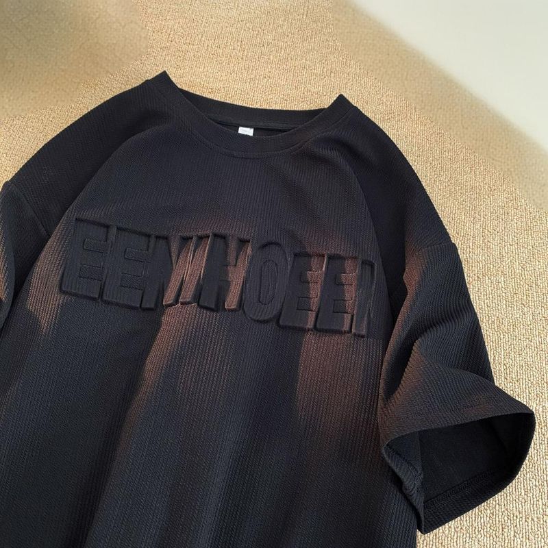 Men's Casual Short Sleeve T-Shirt - Minimalist Style, Loose Fit, Letter Print, Summer Breathable Tee (White, Stone Grey, Black) - Sizes M-3XL_voghion.com