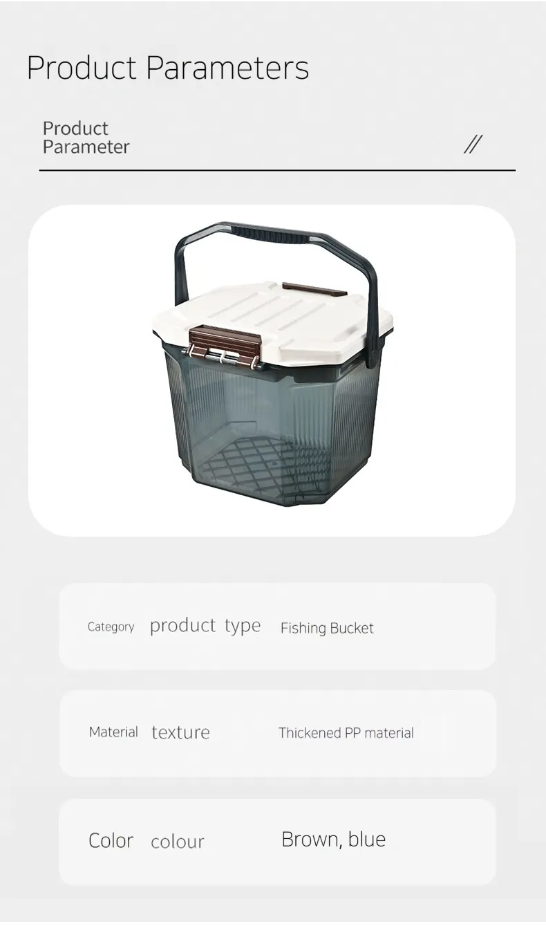 Rangement de pêche pour s'asseoir, seau de lavage de voiture épais pour l'extérieur, en plastique avec couvercle, boîte de production portable_voghion.com