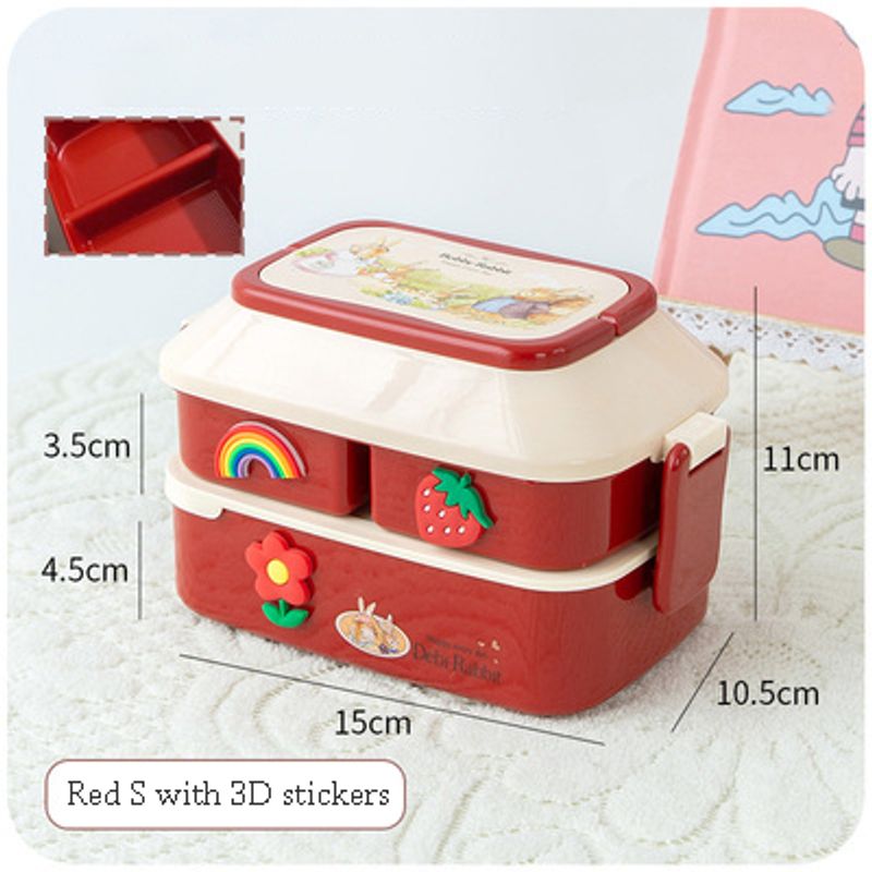 Kawaii Lunch Box 600ml - BPA-Free Plastic Bento Container With 3 Compartments Kids Food Storage Eco-Friendly_voghion.com