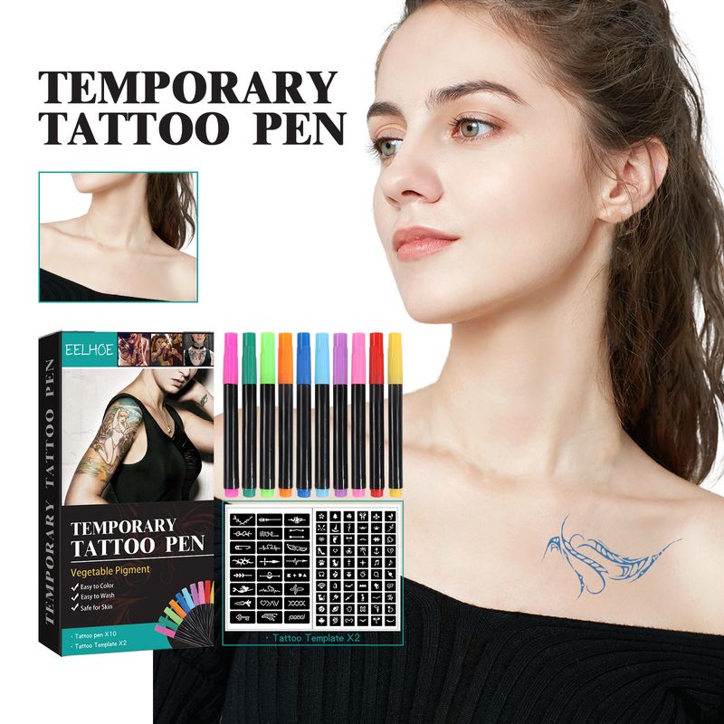 EELHOE Temporary Tattoo Set, Πρόσωπο, Μπράτσο και Σώμα Πολύχρωμη Ζωγραφική DIY Μακιγιάζ Γκράφιτι Διακόσμηση Τατουάζ_voghion.com
