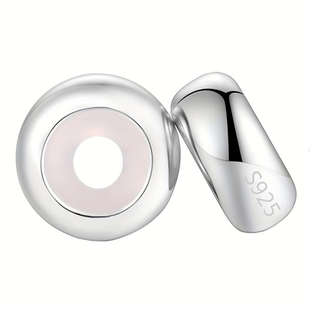 Bracciale con perline rotonde distanziate in argento sterling con pendente a clip (argento)_voghion.com