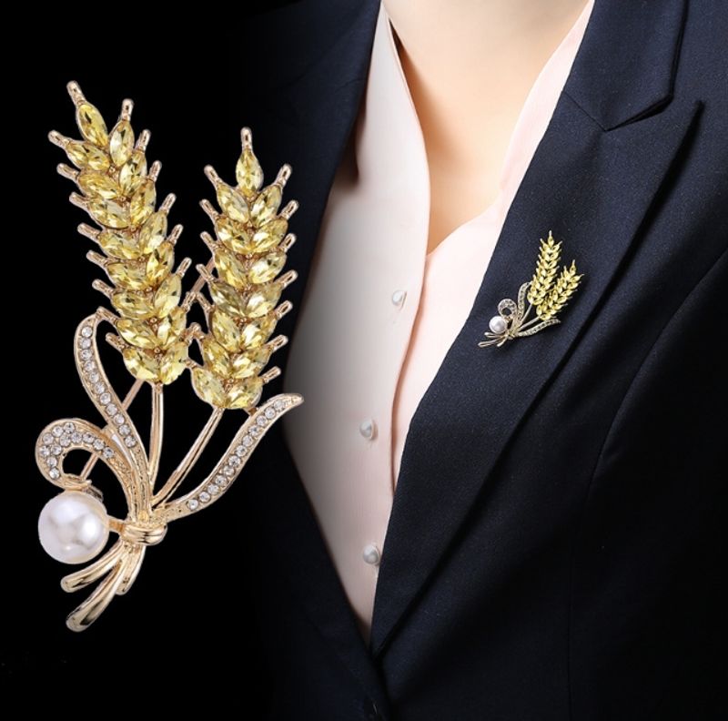 Luxury Rhinestone Wheat Ear Brooch Collar Pins For Suit Shining Women Men's Party Brooches Jewelry_voghion.com