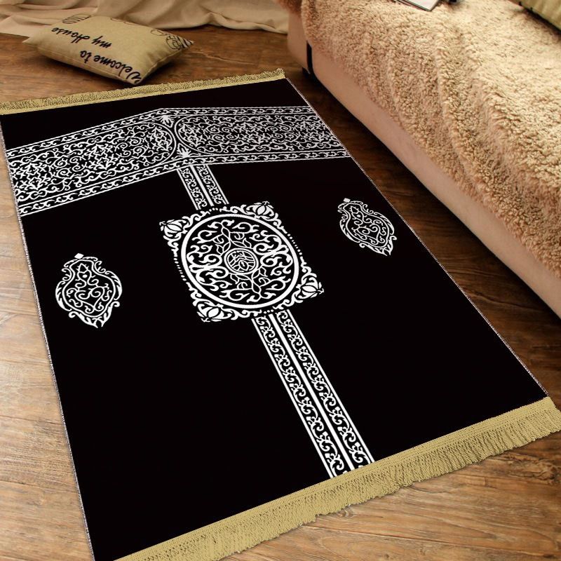 Velvet Pilgrimage Mat Arab Ethnic Worship Blanket Thickened Plush Printed Prayer Mat_voghion.com