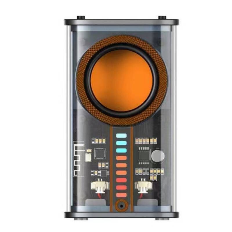 Mecha Bluetooth sound explosion mini heavy subwoofer wireless TWS interconnection cool transparent small steel cannon sound_voghion.com