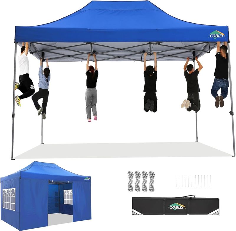 Carpa emergente de 10 x 15 pies con 4 paredes laterales, carpa resistente con protección UPF 50+ para todas las estaciones, resistente al viento, para uso comercial al aire libre, para bodas, fiestas, carpas, cenadores_voghion.com