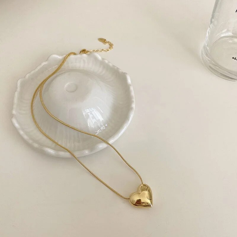 Gotiskt hjärtformat kärlekshänge halsband för kvinnor 2022 koreanskt mode vintage smycken fest födelsedagspresent Kpop ett stycke kedja halsband_voghion.com
