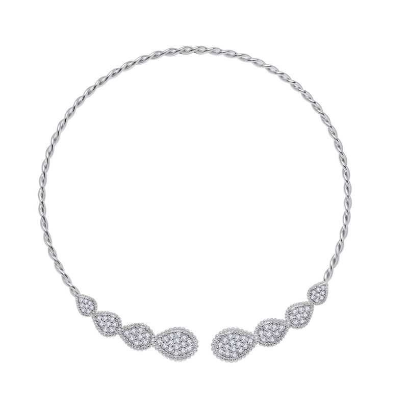 Conjunto de joyería para mujer: collar con cuentas y diamantes en forma de lágrima, diseño moderno y creativo, lleno de diamantes, conjunto de collar de alta calidad._voghion.com
