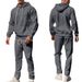 Fall men's heavy jacquard small plaid long-sleeved trousers hooded suit casual suit_voghion.com