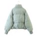 Women's Oversized Puffer Jacket, Short Casual Coat With Stand Collar, Cotton-Polyester Blend, Zip Front, Warm Winter Outerwear_voghion.com