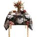 Classic Peony Print Rectangular Tablecloth – Non-Slip Polyester Fabric For Dining & Home Decor (132x132cm / 132x178cm, Navy/White/Black)_voghion.com