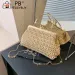Woven Tote Summer Chain Female Clutch Simple Texture Dinner Party Handmade Casual Elegant Fashion Portable Evening Bag_voghion.com