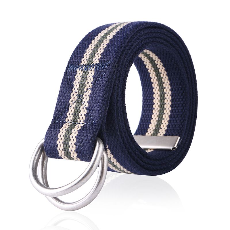 ŽHAVÝ Plátěný opasek pro muže 1,5" s D-kroužky a stříbrnou sponou, provaz, vojenský látkový opasek, černý_voghion.com