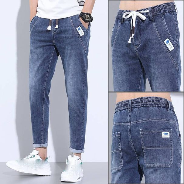 Men's Clothing Elastic Slim Fit Casual Thin Harem Pants Nine Point Pants_voghion.com