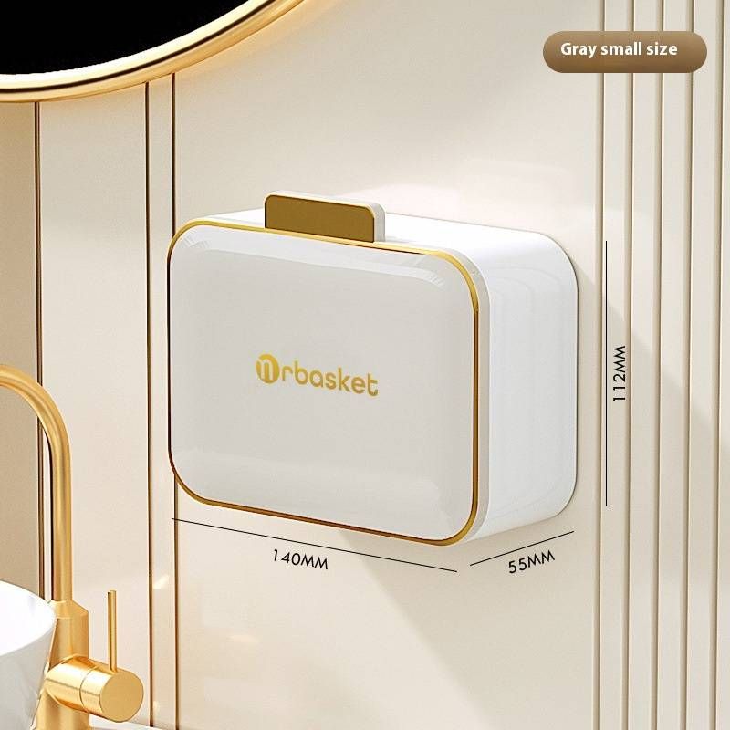 Kapaklı ve Vantuzlu Premium ABS Sabunluk - Duvara Monte Matkapsız Banyo Düzenleyici (Altın/Beyaz/Gri, Küçük ve Büyük Boylar)_voghion.com
