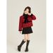 Kids Clothing Red Small Temperament Bow Thickened Coat_voghion.com