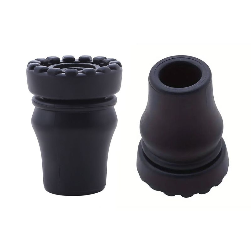 2Pcs outdoor trekking poles for the elderly with non slip rubber and plastic foot covers with round head_voghion.com