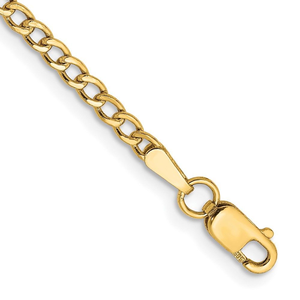 10k 2.5mm Semi-Solid Curb Link Chain Anklet_voghion.com