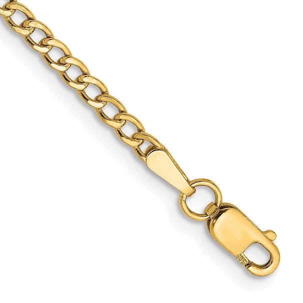 10k 2.5mm Semi-Solid Curb Link Chain Anklet_voghion.com
