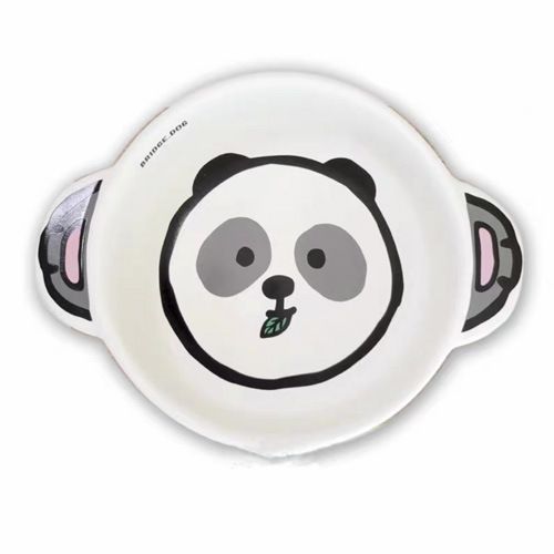 Nouveauté coréenne : bol à riz universel en céramique à fond plat et double anse, motif animaux mignons (chat et chien), vente en gros._voghion.com