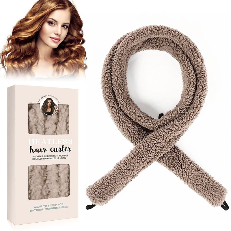 Satin Heatless Hair Curler, Lazy Natural Soft Wave DIY Heatless Curls For Sleep In Overnight, For All Hair Types - Light Brown_voghion.com