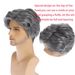 Perruque synthétique pour homme - Cheveux courts gris naturels avec raie sur le côté (postiche volumineuse tendance pour personnes âgées, bonnet respirant et léger)_voghion.com