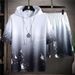 Men's Sports Casual Suit Thin Ice Silk Loose Large Size Hooded Short-Sleeved T-Shirt With Shorts_voghion.com