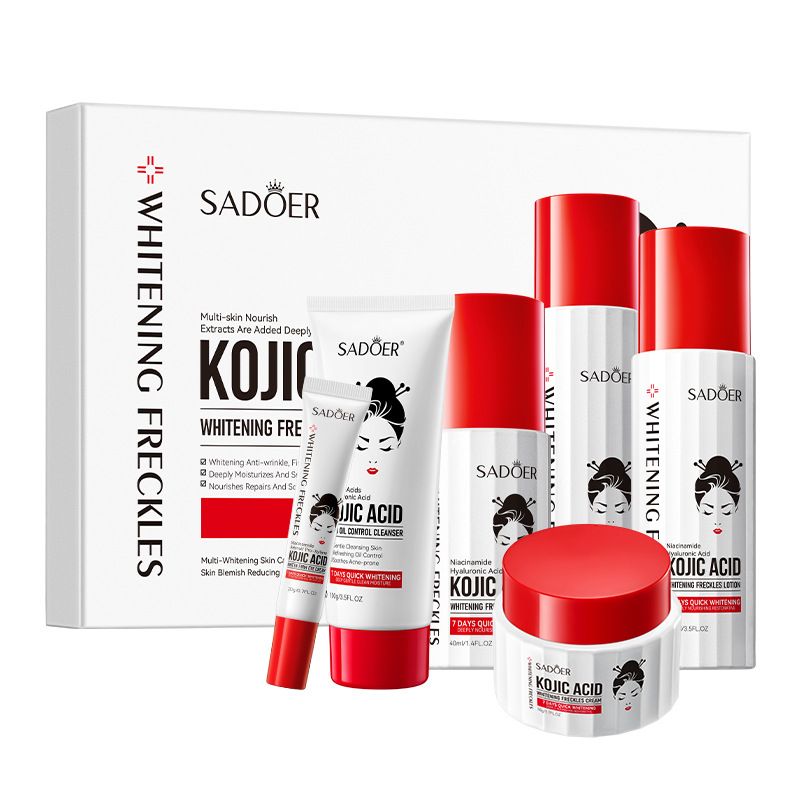 SADOER - Set completo di sei pezzi per lo sbiancamento e la rimozione delle macchie con acido cogico, idratante e illuminante_voghion.com